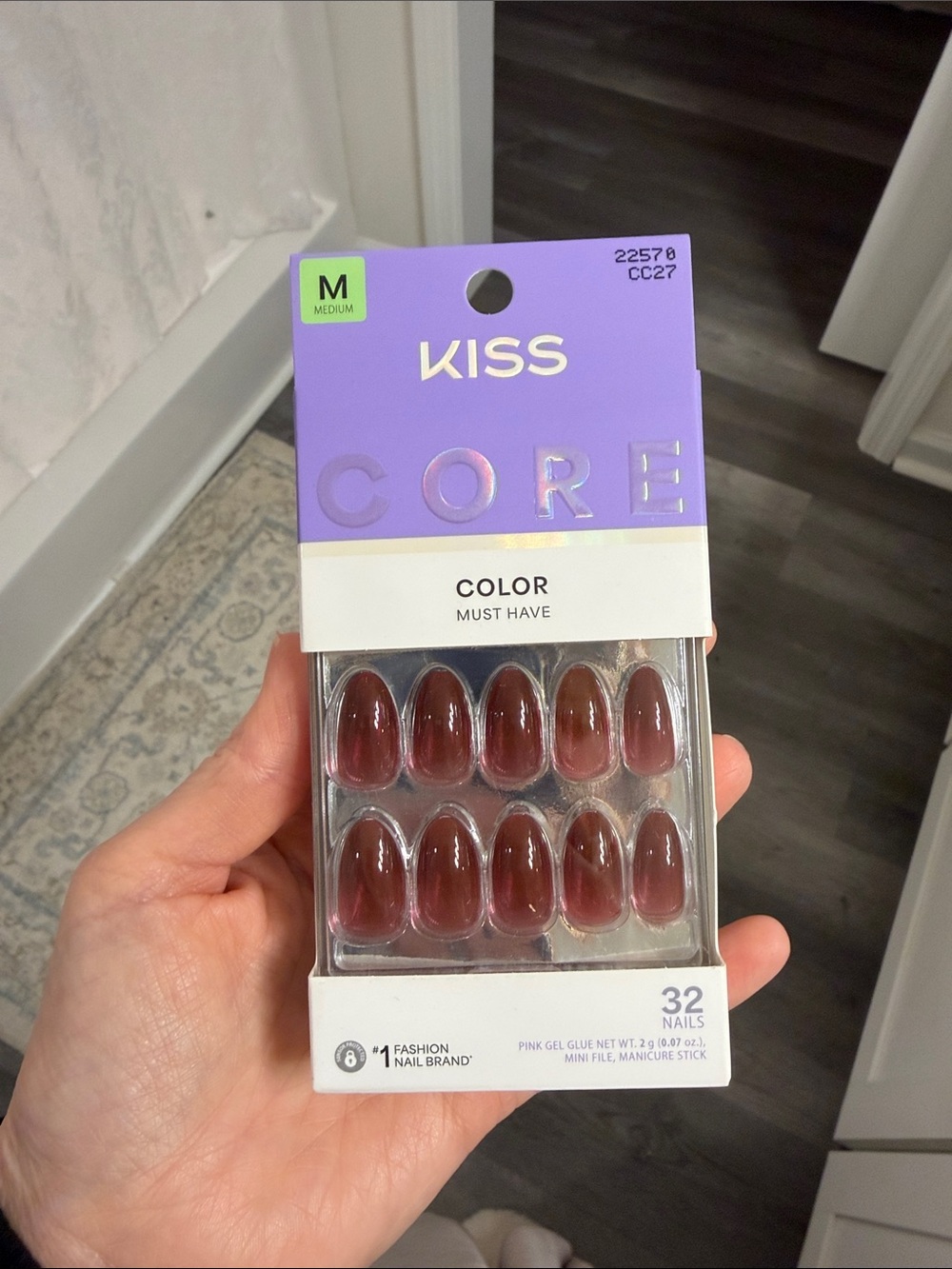 Kiss Core Press-On Nails in Deep Burgundy Red